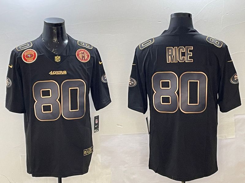 Men San Francisco 49ers #80 Rice Black Gold 2025 Nike Limited NFL Jersey style 7